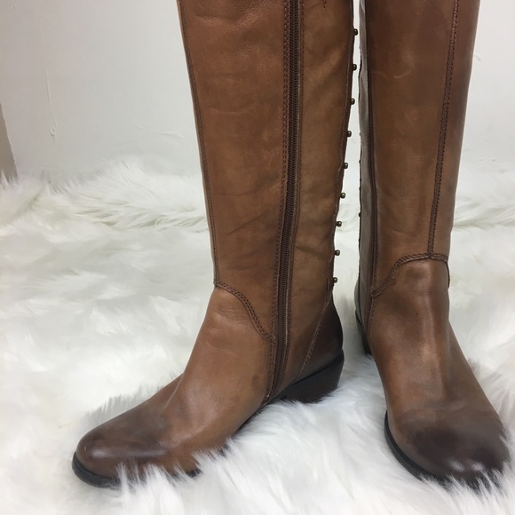 Lucky Brand studded leather brown tan tall boots - Picture 4 of 8